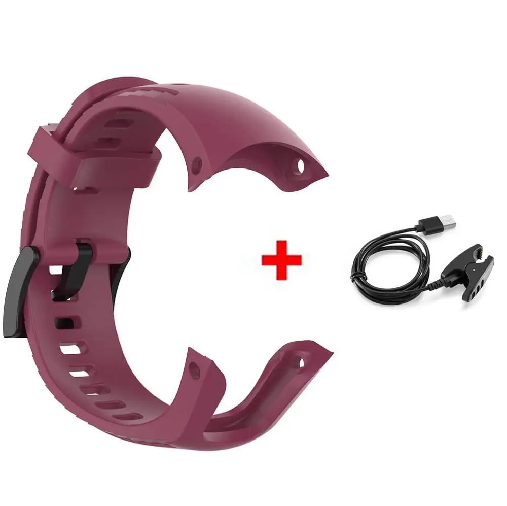 2 в 1 COMLYO Смарт-часы USB зарядное устройство кабель для Suunto 5 Силиконовый Браслет замена Браслет для suunto 5 ремешок для часов - Цвет: Red