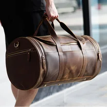 Luufan натуральная кожа Дорожная сумка для мужчин Круглый Шап вещевой мешок для деловой поездки Мужская Выходная сумка дальняя дорожная большая сумка