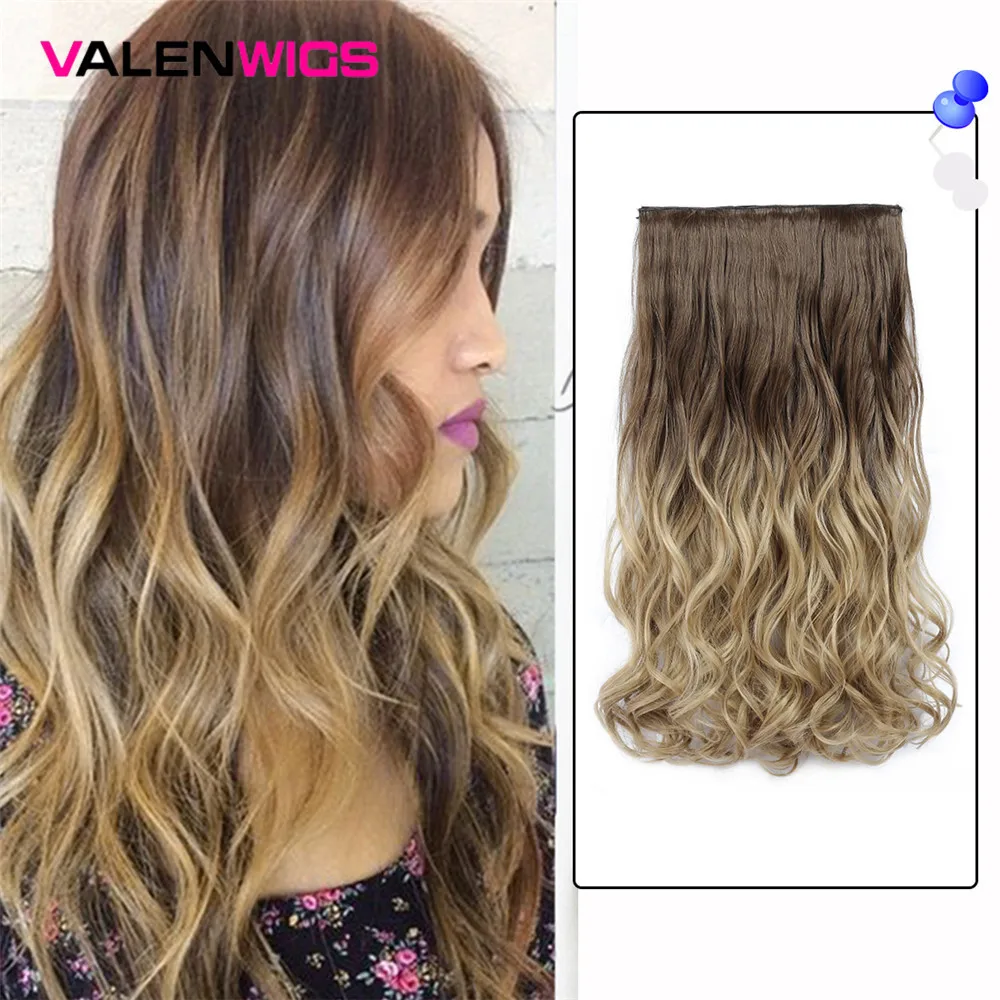 Valenwigs 22 &quot5 зажимов в одной части синтетические волосы черный коричневый цвет