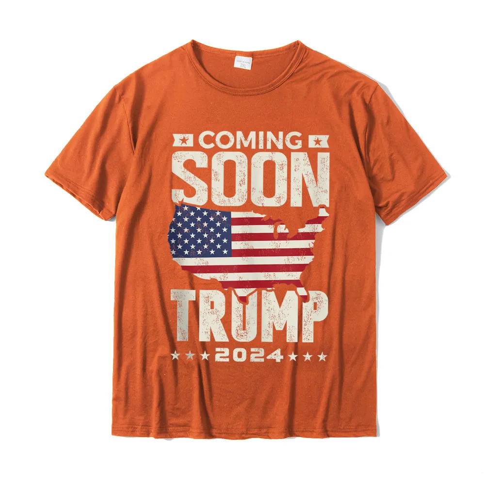 Fitness Tight 2021 Discount Design T Shirt Round Collar Summer 100% Cotton Short Sleeve T Shirts for Men Classic Top T-shirts Funny Coming soon Donald Trump 2024 political rally T Shirt Tank Top__21489 orange
