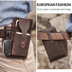 Sac de taille Portable rétro pour hommes, ceinture en cuir, banane pour les jambes, multifonction 