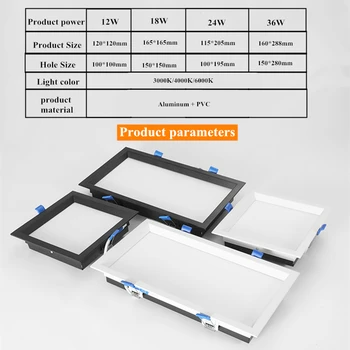 

Led Panel no Dimmable Recessed led downlight 12W 18W 24w 36w Square LED Spot light led ceiling lamp AC110V 220V