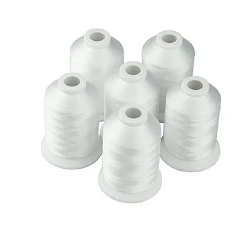 

6 White 1000M(1100Y) Polyester Machine Embroidery Threads for Brother Babylock Janome Singer Pfaff Husqvarna Bernina Embroidery