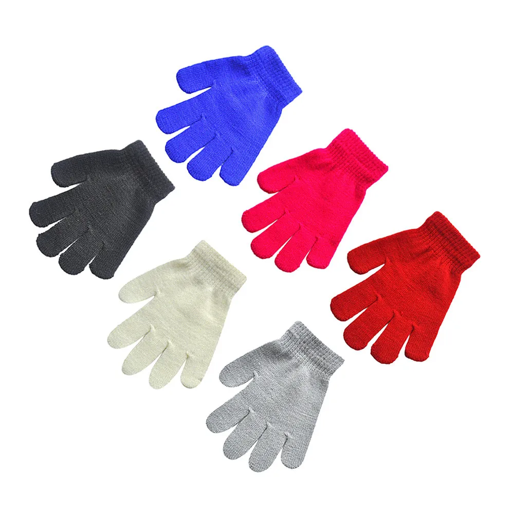 Милый, для новорожденных и малышей, однотонные теплые зимние перчатки с принтом для девочек и мальчиков, детские перчатки