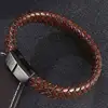 Punk Men Leather Bracelet Black/Brown Bangles Jewelry Stainless Steel Magnetic Clasp Fashion Male WristBand Gift BB740 ► Photo 3/6