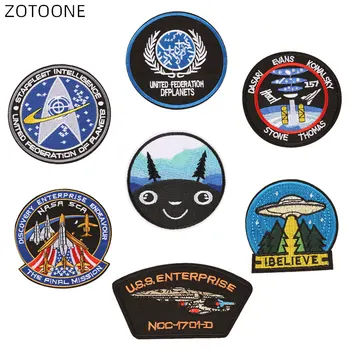 

ZOTOONE Space Patches for Clothing Jacket Backpack Iron on Applique Embroidery Spaceship Patch Letter Stickers on Clothes DIY D
