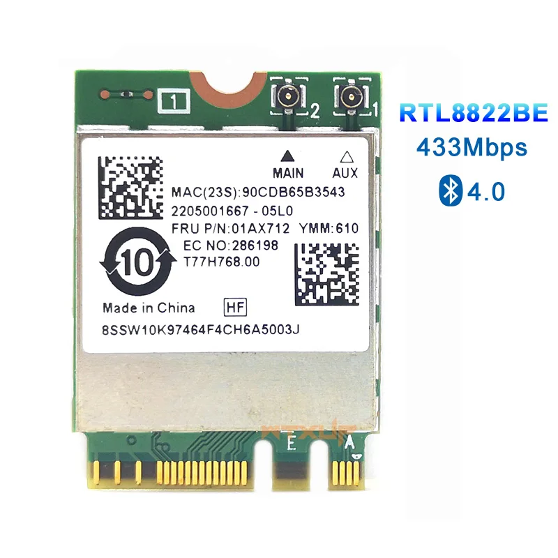 Realtek rtl8822be 802 11ac 2 4g 5ghz wifi bluetooth 4 0 ngff wireless