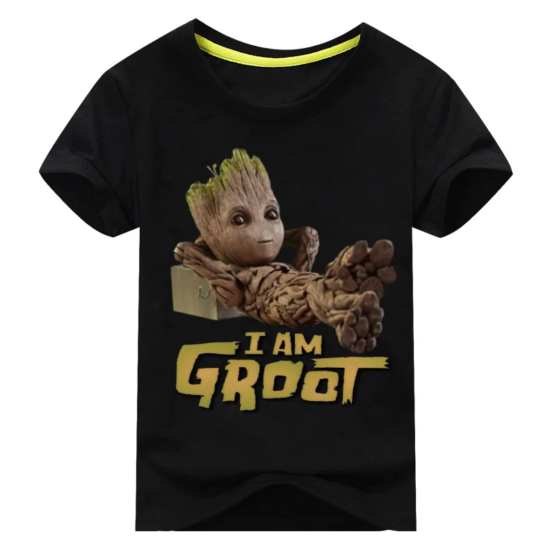 Детская одежда для мальчиков летние детские футболки с надписью "groot" Детские короткий рукав футболки для девочек верхняя одежда для девочек хлопковая футболка футболки для детей топы для девочек