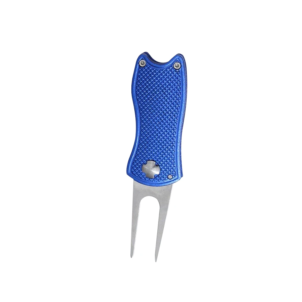 Blue Мини складной Гольф Divot Инструмент Гольф Divot ремонт Switchblade паз очиститель Гольф Учебные принадлежности Гольф аксессуары положить зеленый - Цвет: Blue