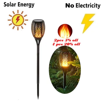 

Solar 33LEDs Lawn Dancing flame Torch Lights radar Tiki Landscape Garden Lamp bulb Solar Flame Lamp Flickering bulb dancing spot
