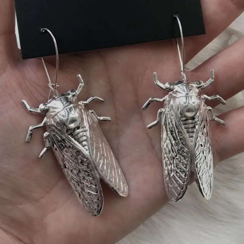 New Design! Psychedelic Lucky Insect Cicada Earrings, Unique Earrings, Super Cute Mini Animal Jewelry