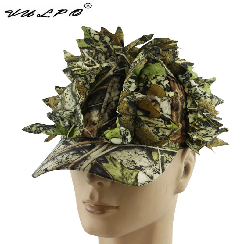 Outdoor Tactical Camuflagem Cap com folha Bionic, caça chapéu, sniper, selva escondida