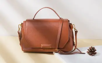 

First Layer Soft Cowhide Hand Big Bag Women's 2020 New Style Genuine Leather Commuter Bag Shoulder Bag Oblique Cowhide Bag