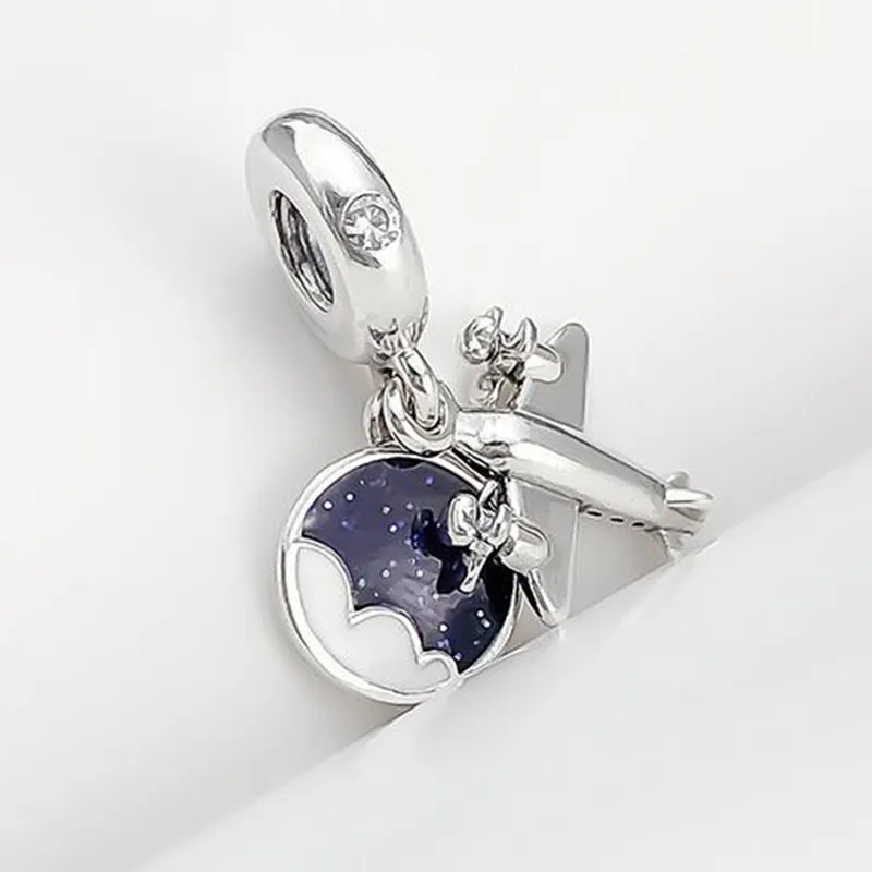 

100% 925 Sterling Silver Charm Innovative Propeller Airplane Pendant Fit Pandora Women Bracelet & Necklace Diy Jewelry