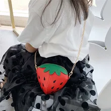 Милые кожаные мини-сумки на плечо в виде клубники для девочек, модные кожаные сумочки на цепочке, сумка-мессенджер, подарок на день рождения#40