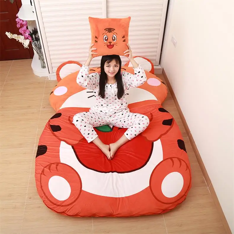 Tiger Single Диван татами с мультяшными животными, кровать для детей, спальный мешок для дома, гостиной и спальни, теплый спальный мешок, матрас - Цвет: Tiger Single