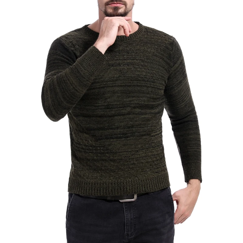 army green Тонкий мужской свитер модный уникальный мужской свитер с длинными рукавами Осень-Зима мужская с круглым вырезом Повседневные пуловеры мужские свитера - Цвет: army green