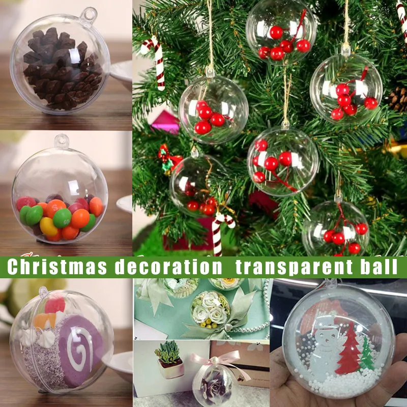 Bolas de Navidad de Plástico Transparente 16pcs Bola Rellenable de Plástico Bola de Adornos Navideños Bolas Transparentes Rellenables Navidad Bolas de árbol de Navidad DIY Bolas de Navidad Decoración 