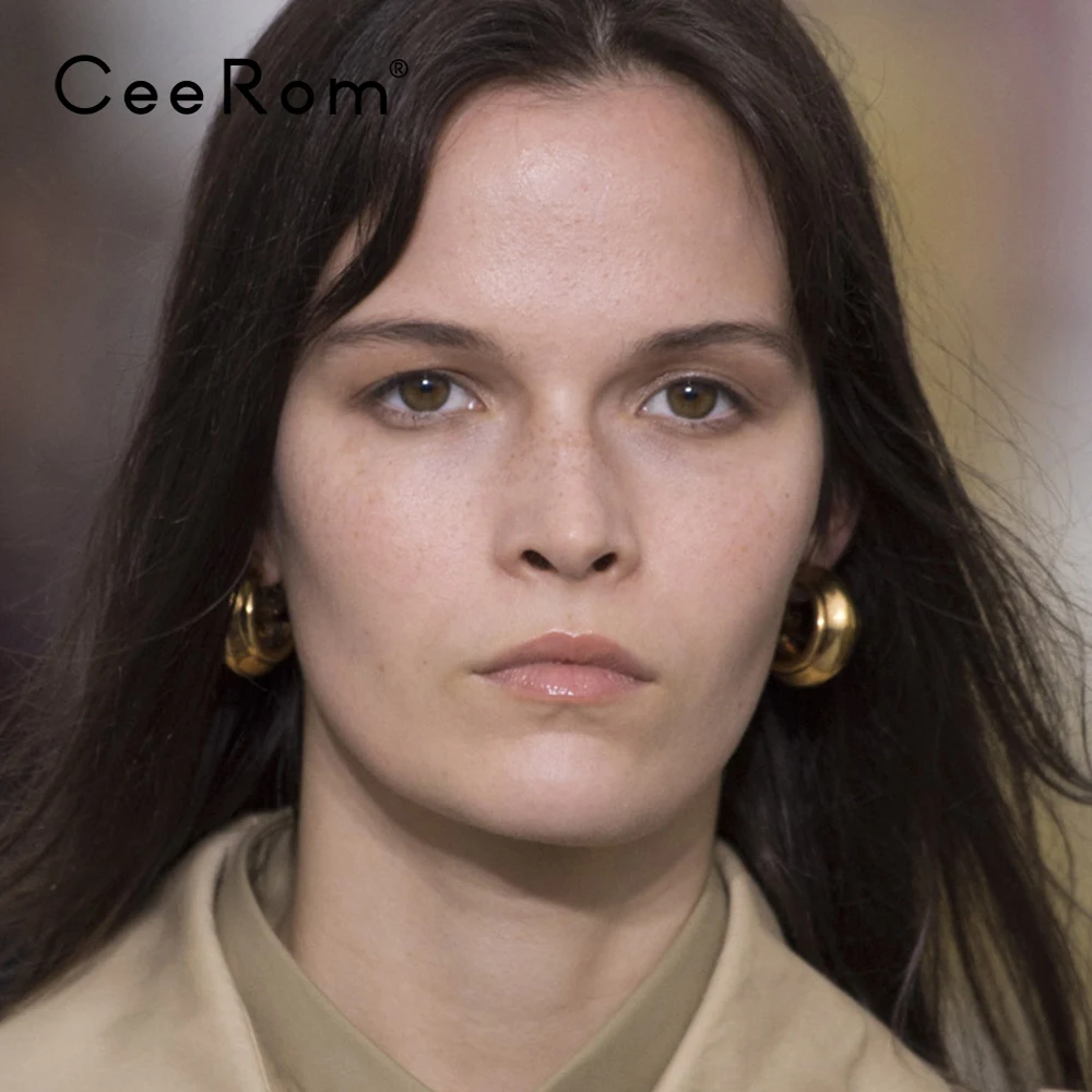 CeeRom модные большие глянцевые серьги-кольца для женщин золотого цвета минималистичные массивные серьги-кольца модные ювелирные изделия Kolczyki