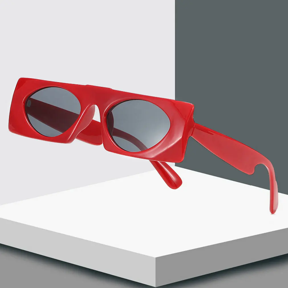 Fashion Square Hip Hop Sunglasses for Women Small Frame Retro Men's Rectangular Sun Glasses Personality Female Shades NX - Цвет линз: red gray