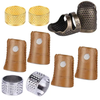 

KAOBUY KAOBUY 3PCS Colors Metal Thimble, Copper Sewing Thimble With 4PCS Leather Finger Protector, Adjustable Finger Shield Rin