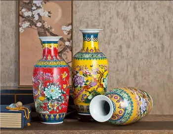 

CHINESE COLORFUL LUXURY CERAMIC VASE ORNAMENT HOME LIVINGROOM FURNISHING CRAFTS HOTEL OFFICE DESKTOP FIGURINES ACCESSORIES DECOR