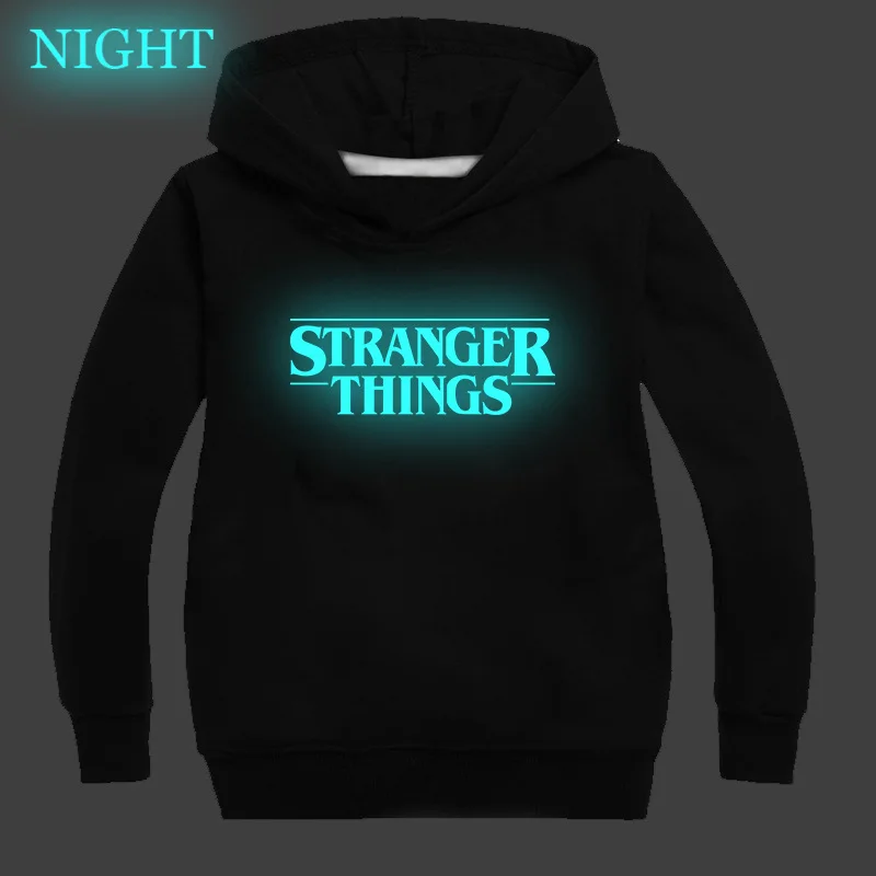 

2019 Newest Stranger Things Luminous Boys Girls Hoodies Long Sleeve Pullover Tops Kids Clothing Cool Hoodies Hooded Sportswear