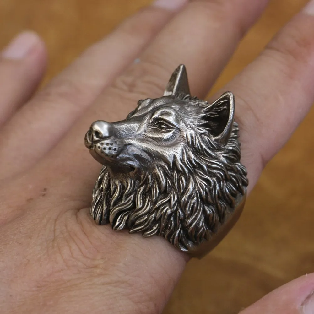 LINSION Cupronickel Huge Details Wolf Ring Mens Biker Rock Punk Jewelry CP90 US Size 7~15 4