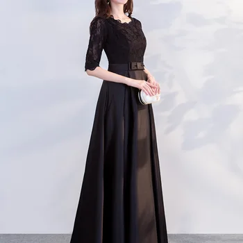 

2020 Limited Vestido Longo Evening Dress Female 2020 New Banquet Noble Elegant Show Thin Host Dinner Long In Autumn And Winter