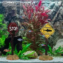 Resin Aquarium Decoration Ornaments Artificial Shark Warning Sign Landscaping Accessories Home Fish Tank Ornaments Decorative