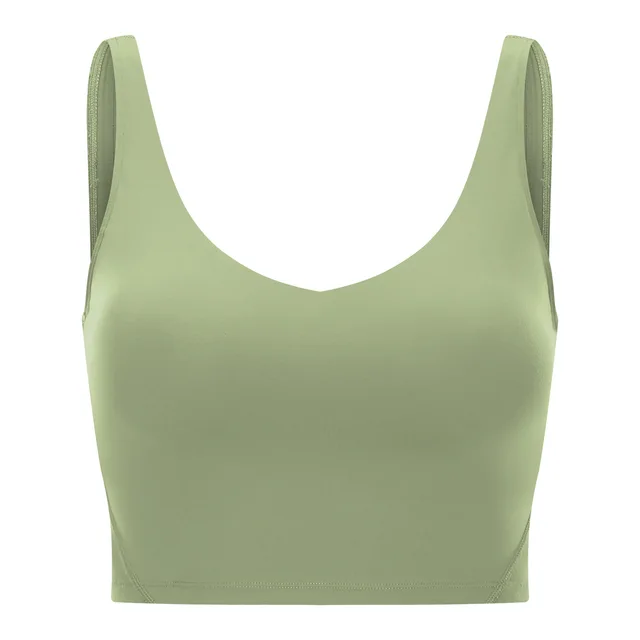 Lulu Fitness Tank Top Women Sports Support Sexy Tight Gym Yoga Vest Buttery Soft Weightless With Removable Chest Pad Custom Logo Matcha green