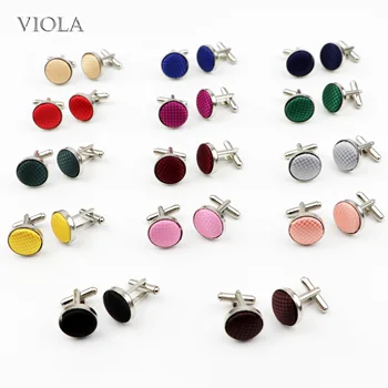 

Solid Peach Pink Cufflinks Wedding Silver Metal Classic Grace Gentleman Cuff-link Men Sleeve Button Simple Design Accessory Gift