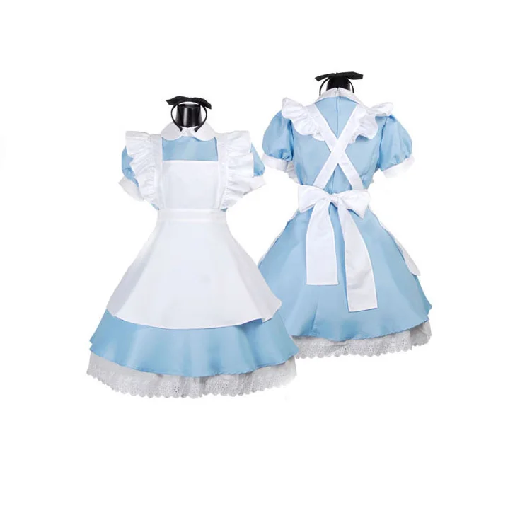 

Alice In Wonderland Lady Halloween Blue Maid Lolita Cosplay Costumes For Women Anime Cos Fantasia Carnival Party Dress For Girls