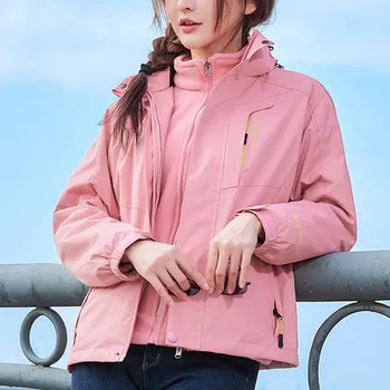 

JAYCOSIN warm Waterproof Hoodie Detachable Coat women's Warm plus Breathable Sport Outdoor Coat Female Jacket Basic overcoat 906