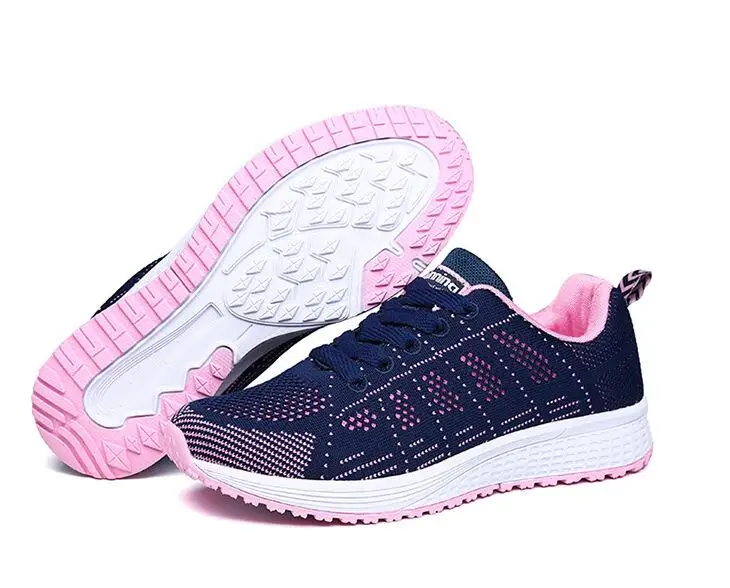 

2019 spring and summer flying woven women casual shoes flat bottom mesh breathable
