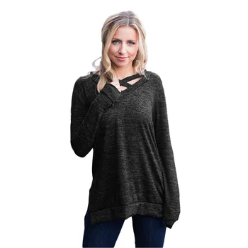 

Daily suit OWLPRINCESS 2019 pure color cotton dress cultivate one's morality ms v-neck long sleeve blouse