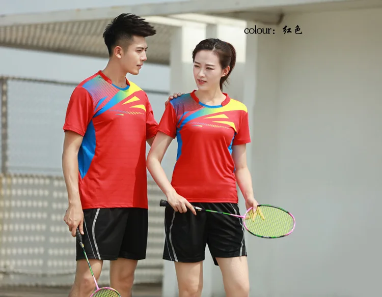 Мужская и женская теннисная рубашка и шорты для бадминтона, быстросохнущая спортивная одежда в полоску, командная форма для матча, тренировочный костюм