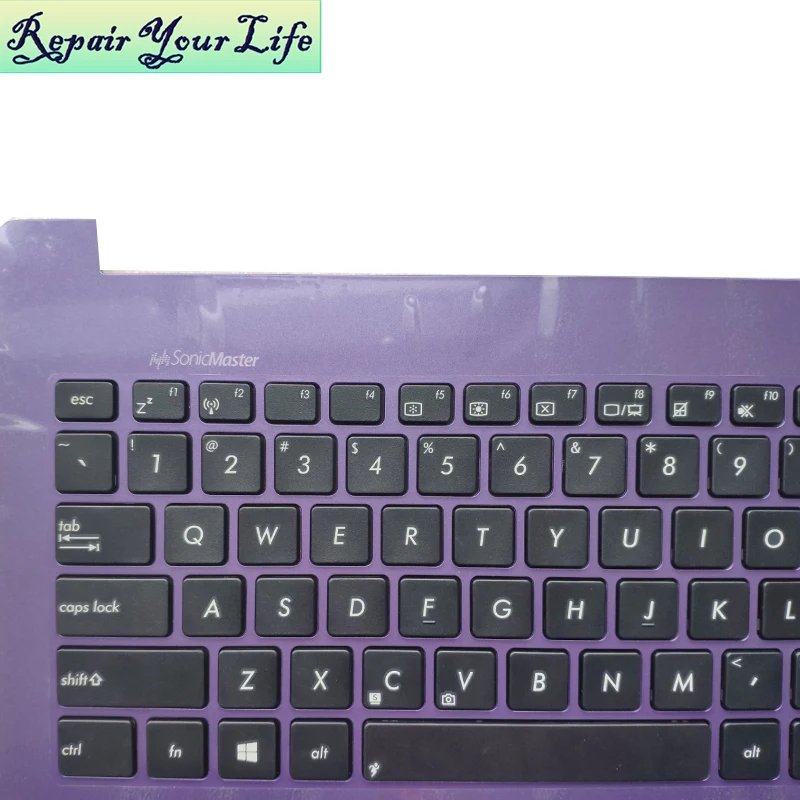 노트북 키보드 미국 영어 ASUS X502CA X502 X502C 13NB0014AP030 0KNB0-6106US00 13E737602082Q, 블랙 퍼플 탑 케이스 손목 받침대