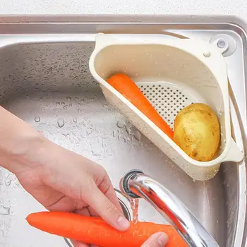 

Sink Drain Rack Household Kitchen Vegetable Rack Triangle Convenient Tray Storage Storage Punch-Free Hangable Box Basket O9V5