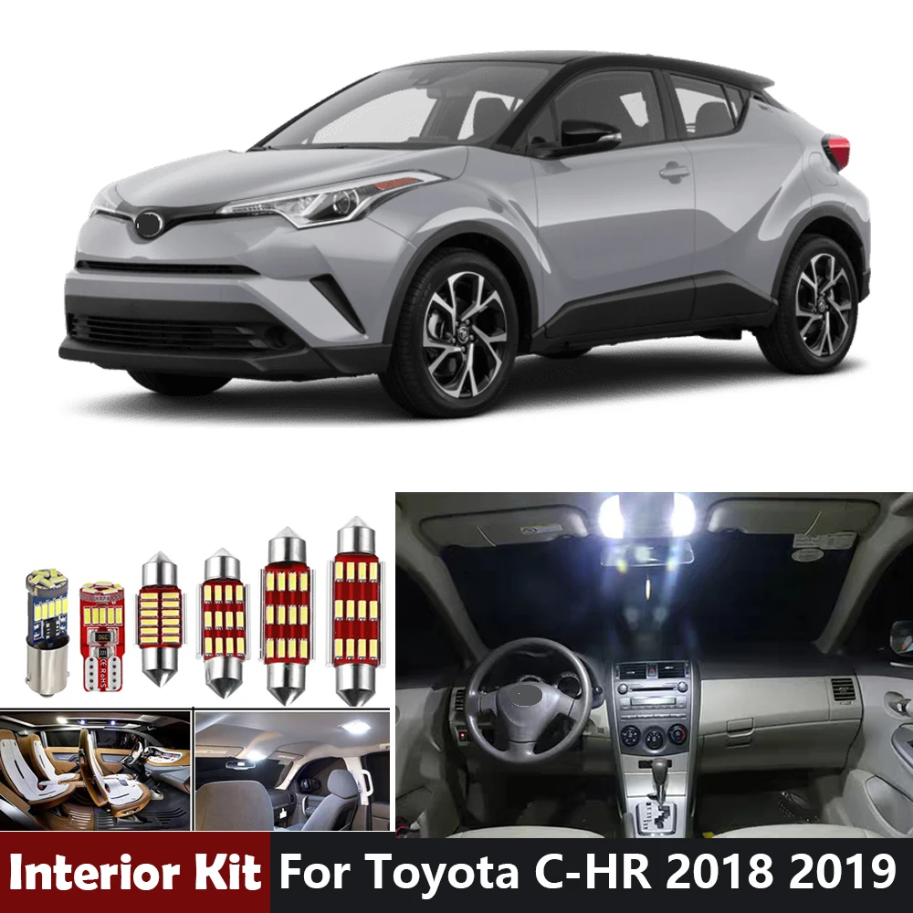 

12Pcs White Canbus LED Lamp Car Bulbs For Toyota CHR C-HR 2018 2019 LED Interior Package Kit Dome Map Trunk Light