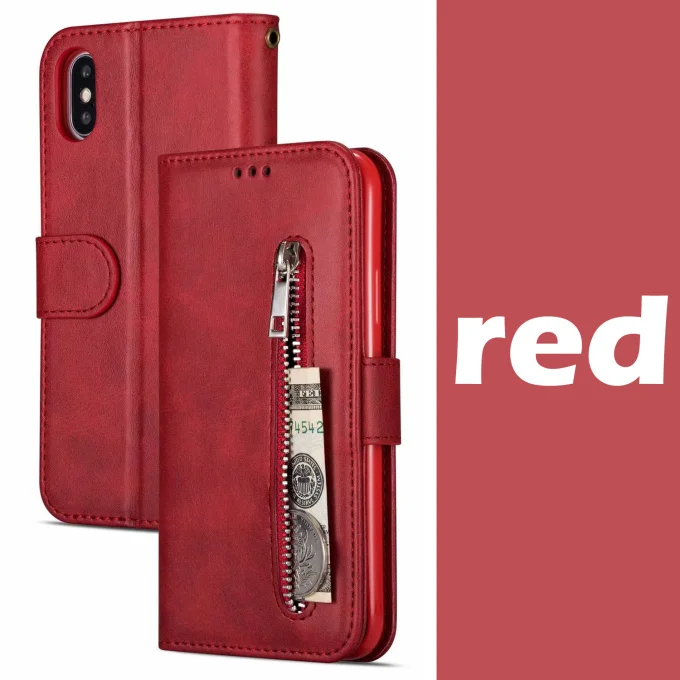 Телячья кожа+ ТПУ Флип Бумажник стиль чехол для телефона для iphone 6 6S 7 8 Plus X Xs Max XR телефон из натуральной кожи чехол и сумка - Цвет: red