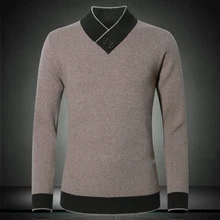 Зимний МОЛОДЕЖНЫЙ мужской кашемировый утепленный свитер тонкий uomo Мода Tide длинный рукав шерсть бежевый черный сплошной цвет японский стиль