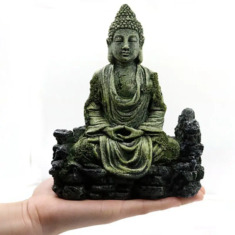 Laughing Monk Fenteer Aquarium Decorations Statue Decor Resin Monks Decoration Lifelike Artificial Model Buddhist Monk Statue Resin Crafts for Aquarium Fish