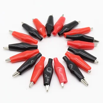 

20pcs/lot 28MM Metal Alligator Clip G98 Crocodile Electrical Clamp for Testing Probe Meter Black and Red with Plastic Boot