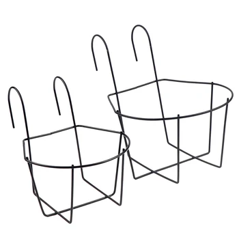

Outdoor Hanging Basket Plant Iron Rack Fence Balcony Round Flower Pot Decoration Ornamental basket with hollow iron hanging wall