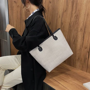 

2020 Designer Eco-Friendly Canvas Tote Bag Women Handbags Female Large Capacity Shoulder Bags Big Shopping Travel Bags Bolsas