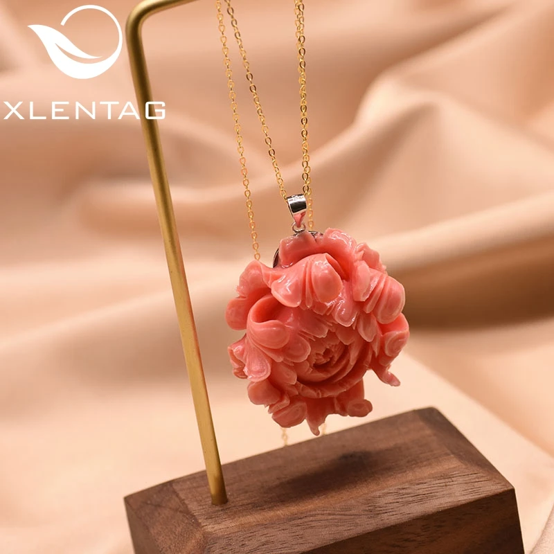 XlentAg оригинал серебро 925 пробы кулон в виде цветка коралловое ожерелье для женщин