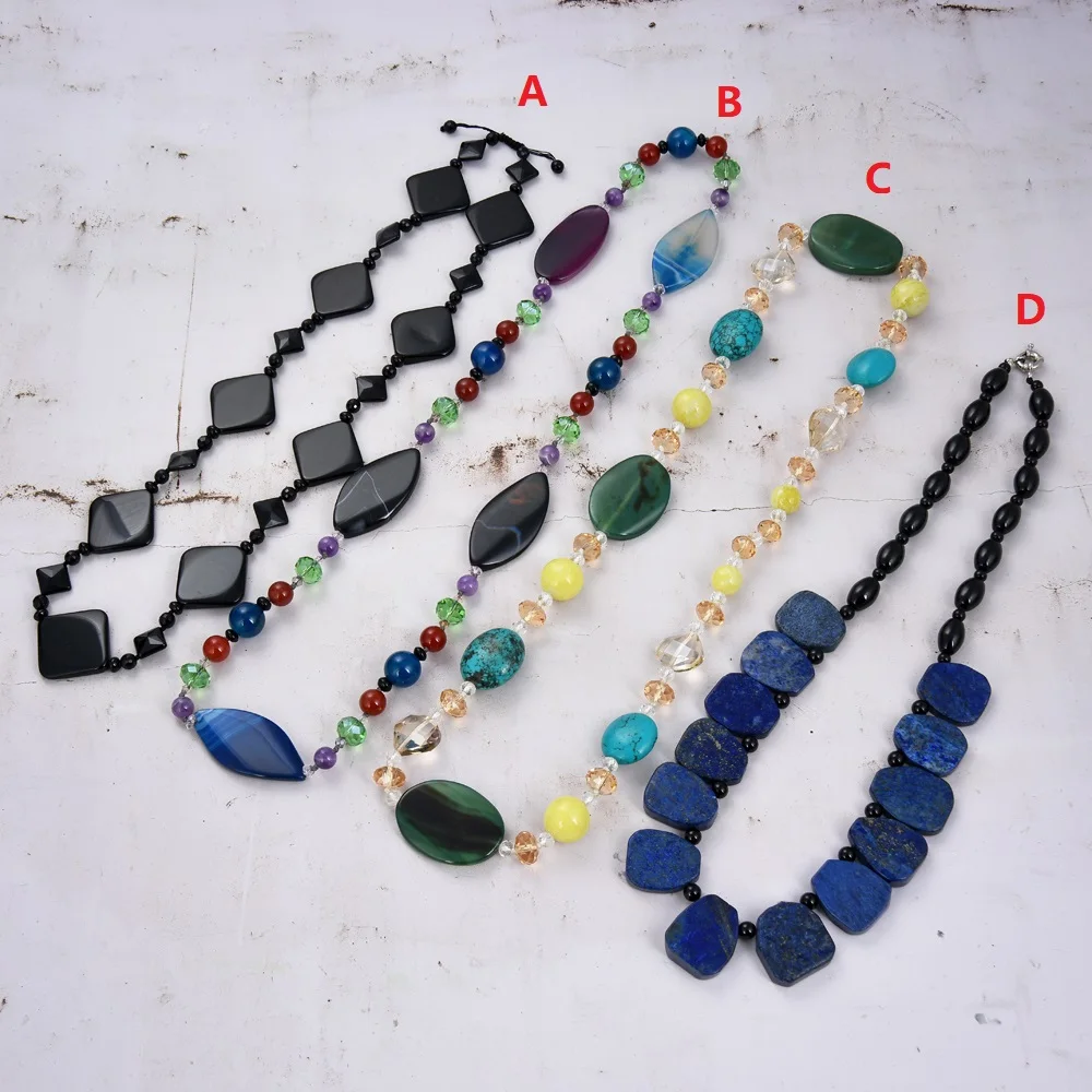 GG Jewelry ON SALE Natural Gems Semi Stone Crystal Lapis Lazuli  Jasper Necklace Pendant For Women Lady Fashion Jewelry Gift
