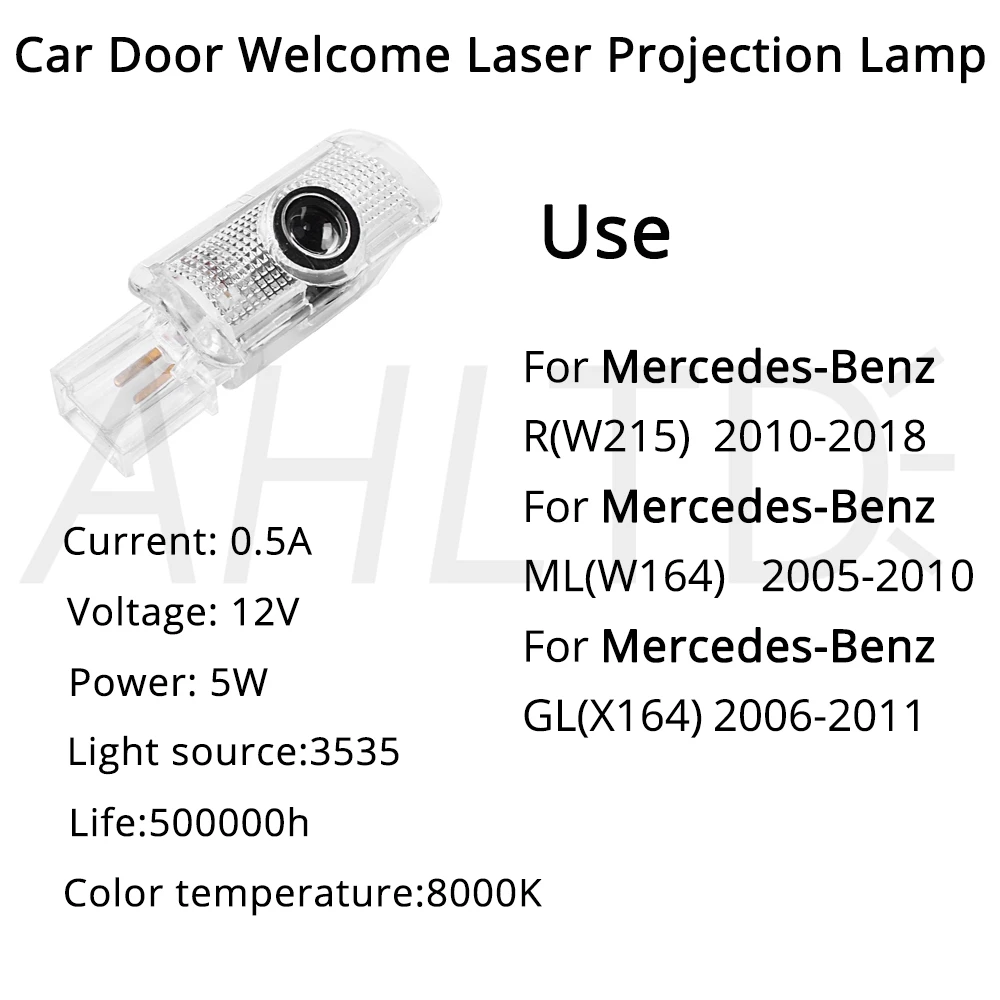 2 шт. Добро пожаловать логотип светильник двери Предупреждение светодиодные лампы проектора для Mercedes Benz R W215 мл W164 GL X164 R300 R350 ML300 ML350 ML63