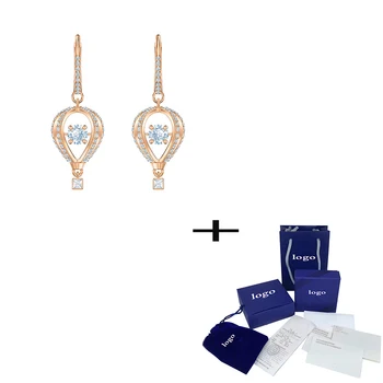 

SWA Delicate New INTO SKY Hot Air Balloon Earrings Shiny Round Crystal Female Earrings Fashion Romantic Gift Unique Retro